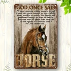 Vintage God Once Said Humorous Horse Tin Metal Signs Home Décor 8x12
