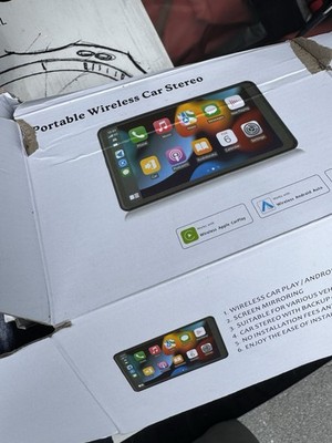 Portable Wireless Car Stereo System - Apple CarPlay & Screen Mirroring - Black