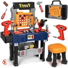 Kids Tool Bench Set with Electric Drill and Chair,Construction Workbench Toys