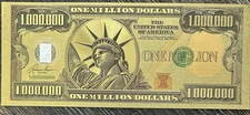 One 1 Grain .999  Silver Bar-$1 Million Lady Liberty Gold Foil Banknote B