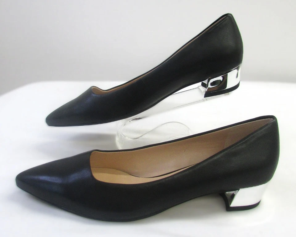 Franco Sarto Mujer Negro Sin Cordones con Tacón Espejado Plateado Talla 8 Foto 2 de 4