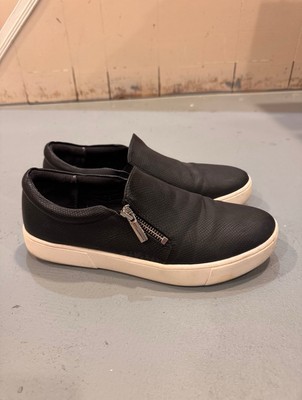 Style & Co Women s Moira Black Leather Casual Slip-On Zip Sneakers Size 10 M