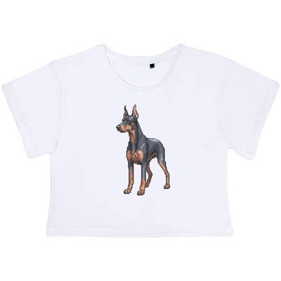 'Pixel Doberman Pinscher' Adult Cotton Crop Top (CO060616)