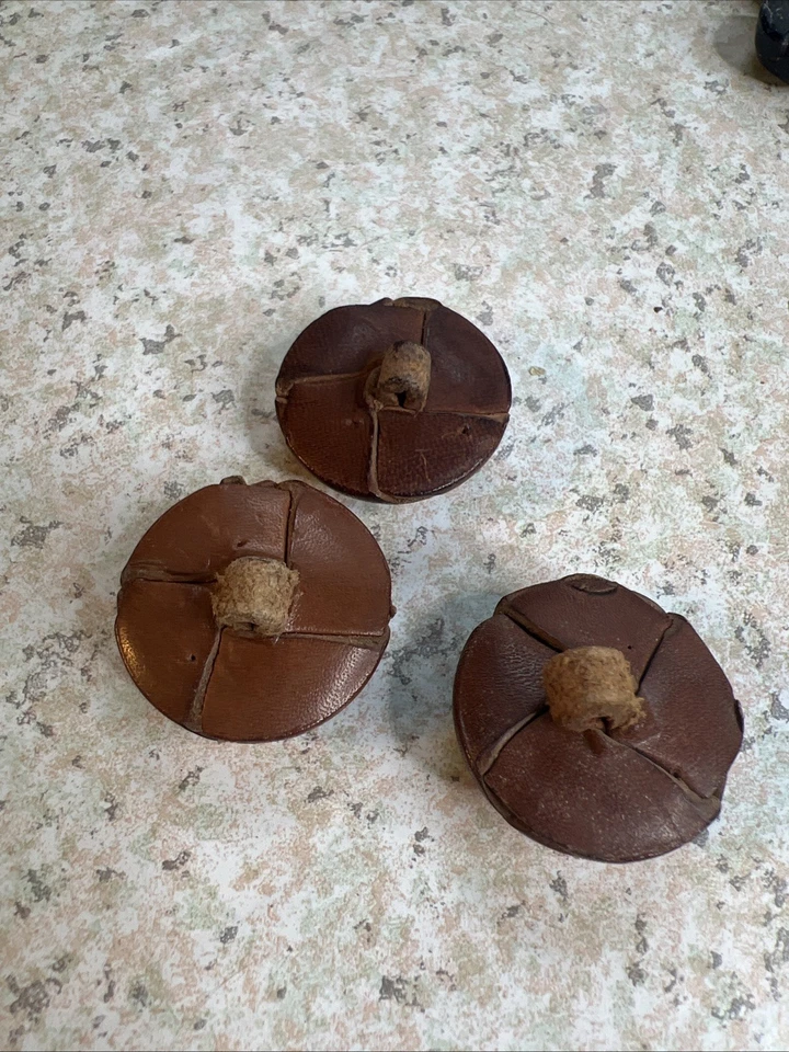 19 Antq Vntg Leather Wrapped Dome Buttons 3/4"-1 1/4" Leather Loop & Metal Shank - Image 3 of 4