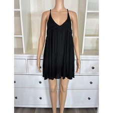 O'Neill Saltwater Solids Dress Women Size M Black Gauze Babydoll Racerback