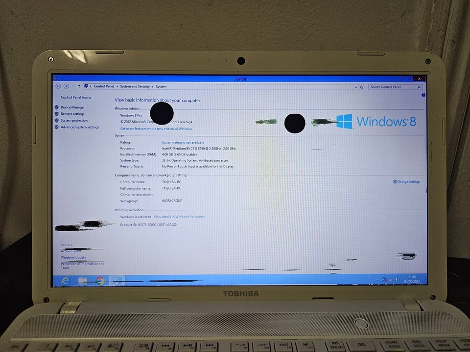 Toshiba Satellite L850-1D5, Int. Pent B950, 4GB RAM 100GB HDD, Win 8 pro FAST - Image 2 of 4