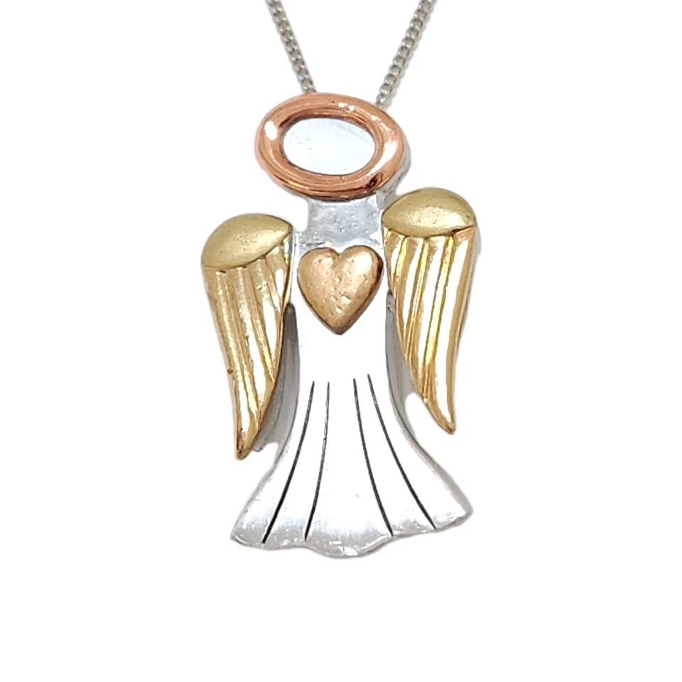 Collar de plata colgante ángel cobre acero inoxidable chapado en oro Nina Ricci Avon Foto 2 de 4