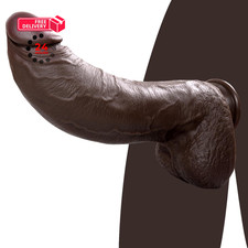 11.6" Huge Big Black Dildo, 2.67" Diameter Thick 2X-Large, Dildo