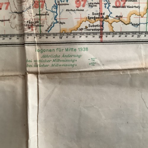 Rare WWII LUFT NAVIGATIONKARTE IN MERKATORPROJEKTION OS Map 1940 Europe - Picture 12 of 17