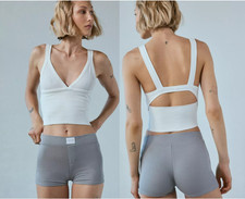 Urban Outfitters Out From Under Jade Seamless White Knit Cutout Tank Top Size S