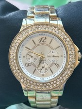 Gold Tone Rhinestone Bezel Women s Quartz Watch