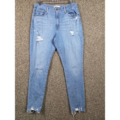 Levi's 721 High Rise Skinny Women 33x30 Light Blue Distressed Denim Jeans