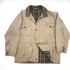 Vintage 90s Chore Coat Mens Size Large Barn Jacket Izod Plaid Lining VTG Canvas
