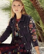 NWT JOHNNY WAS STERLING VELVETEEN TRUCKET JACKET - SIZE XS
