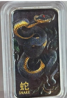 #ad 🇺🇸Perth Mint Australia 2025 Black Mamba Snake 1 oz Colorized Art Bar w COA $199.99