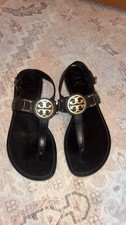 Tory Burch Black Leather Sandals Buckle Strap...