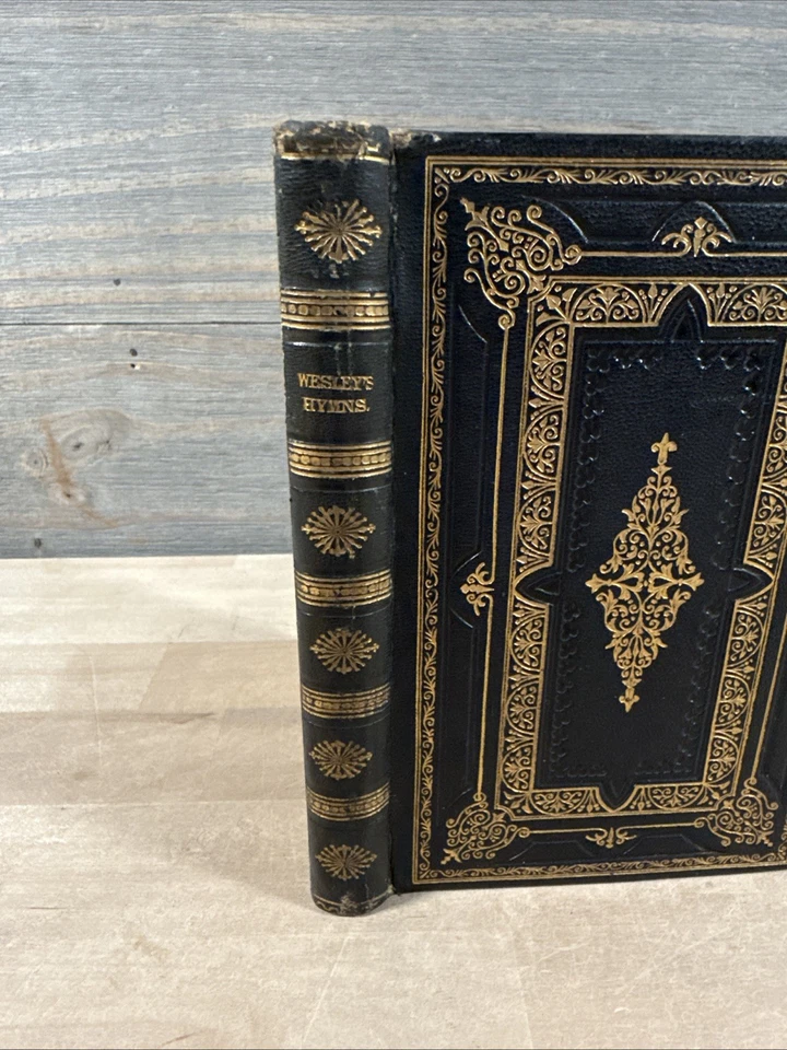 c1860 JOHN WESLEY HYMN BOOK fine binding LEATHER antique METHODIST hymns - Image 3 of 4