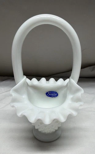 Fenton White Hobnail Milk Glass 6" Basket | Small Bride's Basket,#7