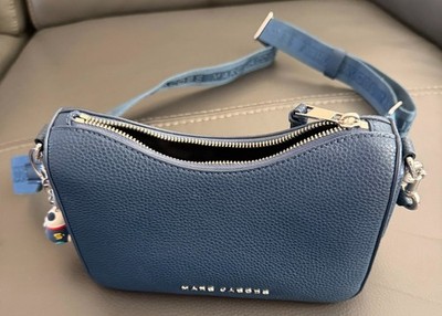 Marc Jacobs The Dual Crossbody Bag + Mini Pouch Set   Blue Pebbled Leather, Logo