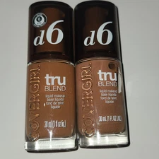 Covergirl TruBlend Liquid Foundation Makeup D6 Toasted Almond 1 fl oz Bottles x2