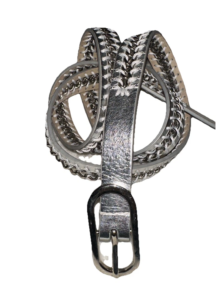 Cinturón de cadena de cuero sintético Nine West de colección para mujer talla XL plateado medios mixtos Foto 2 de 4