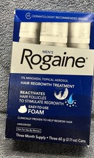 Men's ROGAINE 5 Minoxidil Unscented Foam 3 cans 3 month supply EXP 09 / 2024