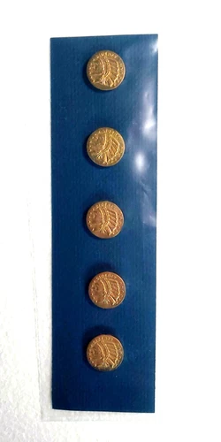 5 Vintage Liberty Novelty Coin Button Covers Gold Tone