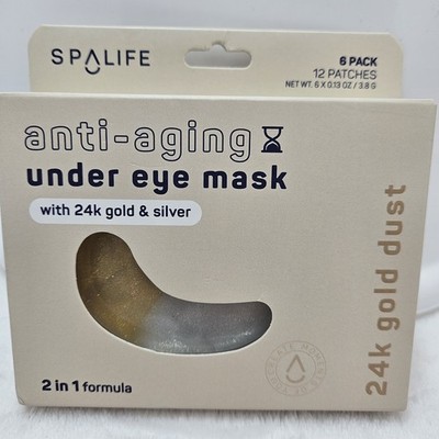 SPALIFE Anti-Aging Under Eye Mask 6 Pack   24k Gold & Silver   New