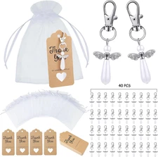 120 Pieces Angel Design Keychain Favors Set, Celebration of Life Favors, Thank Y
