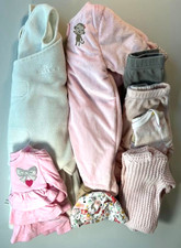 Girls Clothing Bundle-Size Newborn, Lot of 7 Pieces Plus A Hat, Swaddle Sack