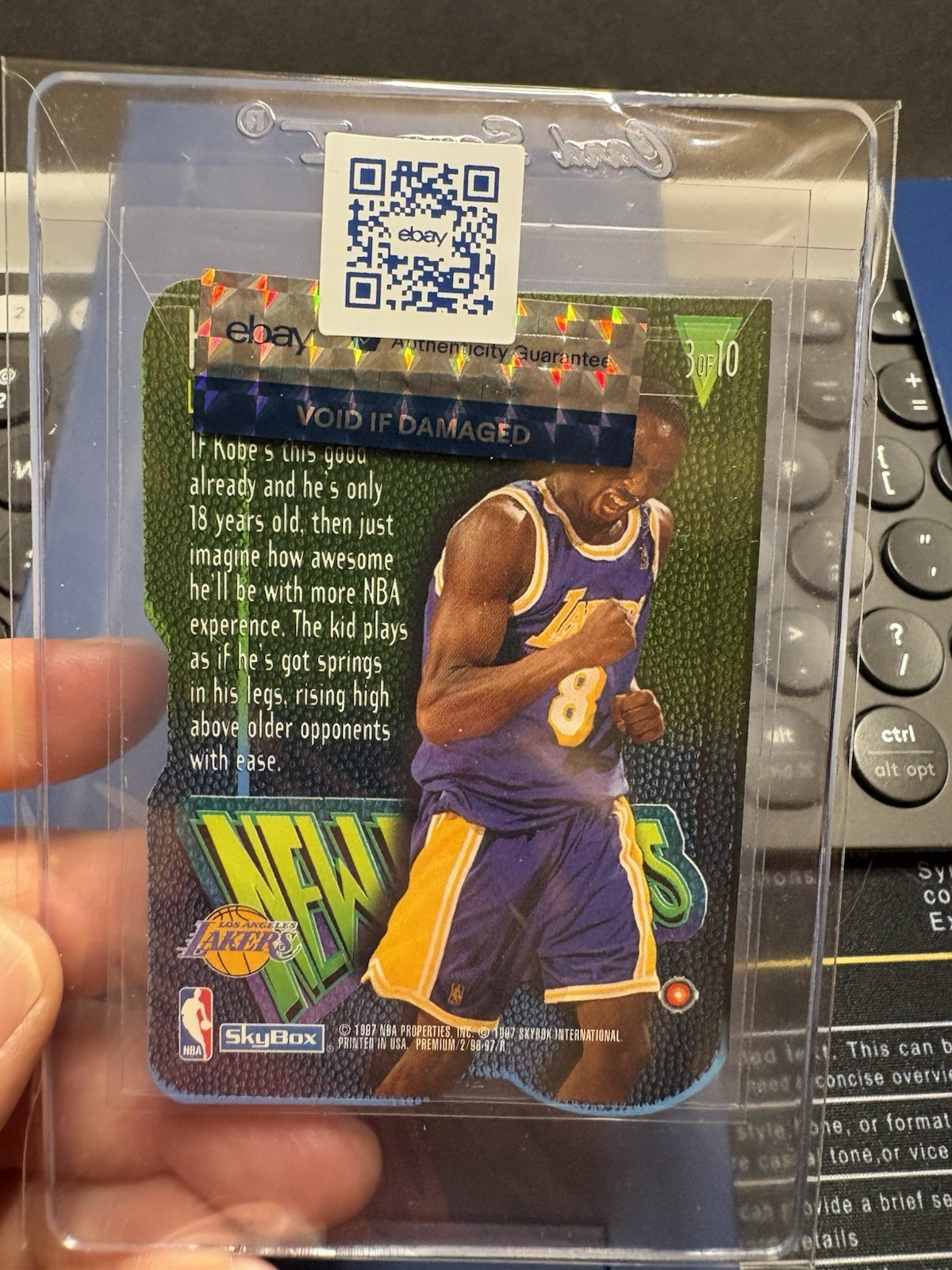 SkyBox 1997 Premium New Editions Insert - Kobe Bryant #3/10 Lakers view 3