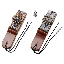 Embroidered Guitar Strap Adjustable Vintage Style Ukulele Strap Floral Pattern