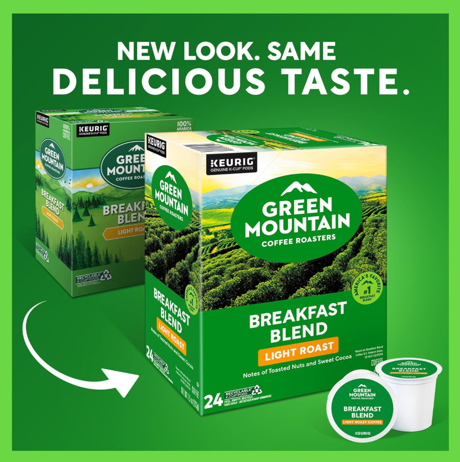 Green Mountain Coffee Breakfast Blend, Keurig K-Cup Pod, Light Roast, 96 Count