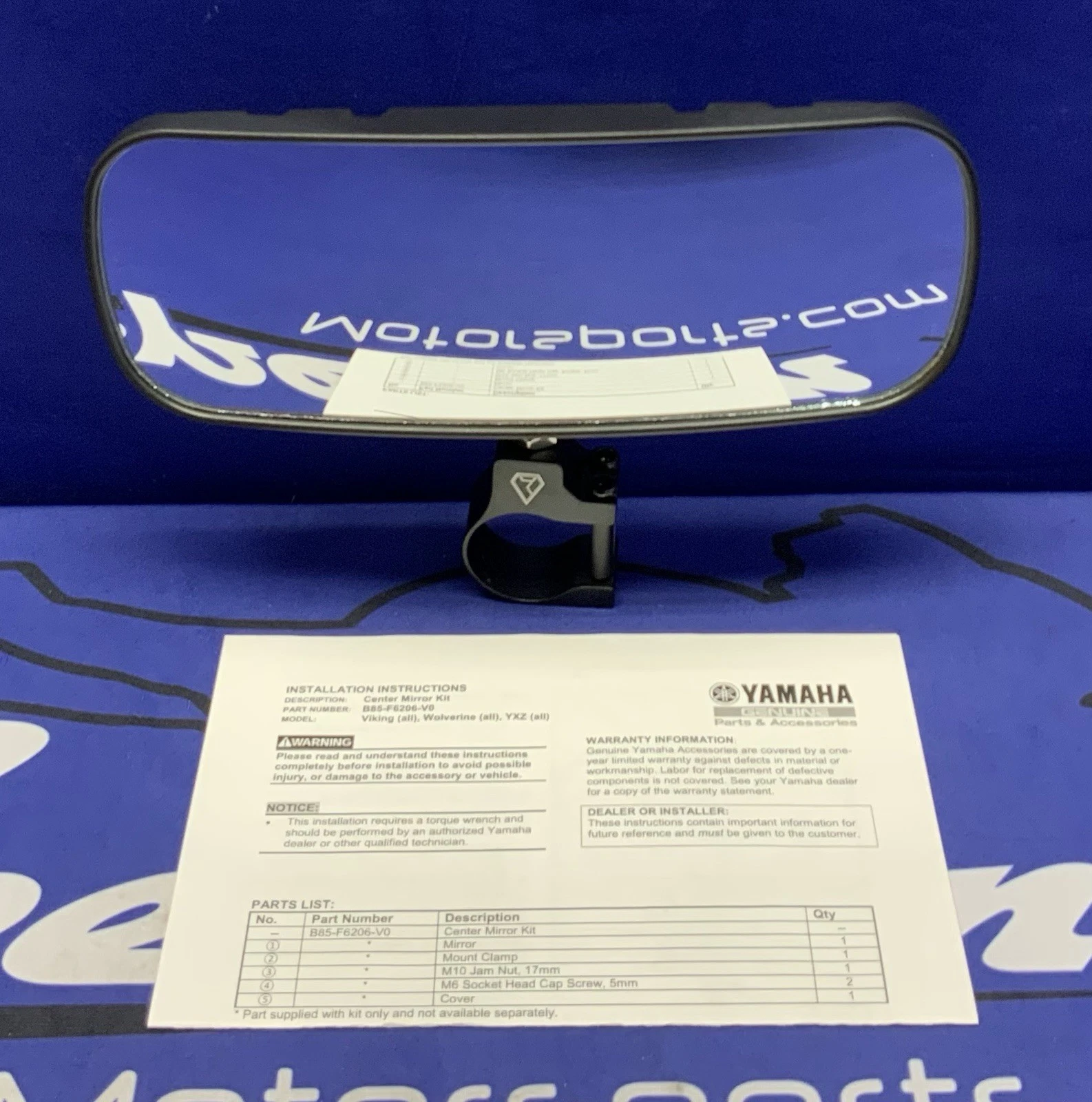 Yamaha Assault Stealth V2 Convex Center Mirror Kit Viking VI OEM B85-F6206-V0-00