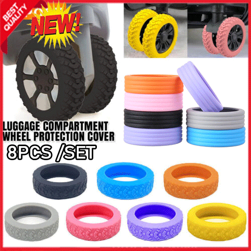 8pcs Luggage Wheel Covers Noise Reducing Silicone Suitcase Wheels Protectors CW - Picture 1 of 36