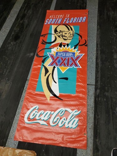 c.1995 South Florida Super Bowl Banner Sign Miami 49ers Chargers Coca Cola Coke - Picture 10 of 24