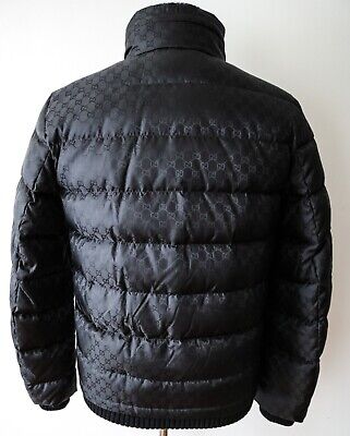 GUCCI Black GG Monogram Down Puffer Bomber Jacket with Hood GUCCI Black GG Monogram Down Puffer Bomber Jacket with Hood