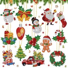 14 Pcs Diamond Art Christmas Ornaments Christmas Diamond Painting Keychains