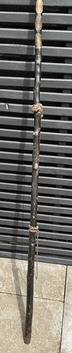 Rare 1930s Boy Scouts blackthorn thumbstick stave staff. Tawd Vale camp tags - Picture 3 of 20