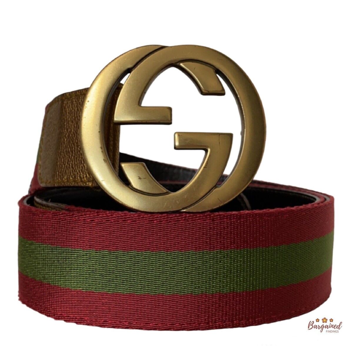 Authentic Gucci Red/Green Web Leather Gold Interlocking G Authentic Gucci Red/Green Web Leather Gold Interlocking G