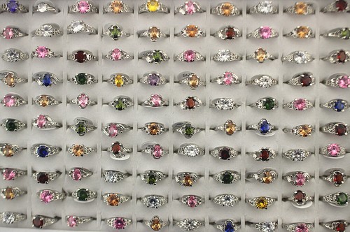 60pcs Wedding Engagement Jewelry Mixed Lots Cubic Zirconia Lady Wholesale Rings - Picture 2 of 9