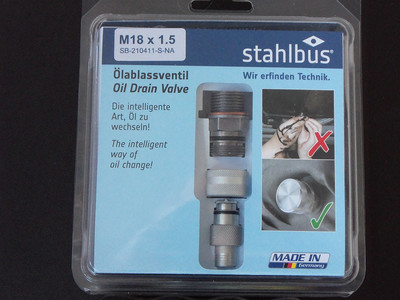 Stahlbus Ölablassschraube mit Ventil M18x1.5x12 Komplettset mit 40cm Schlauch