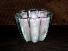 Eco Glass Purple Multi Swirl Petal Shaped Candle Votive Bowl 4.5" x 5"
