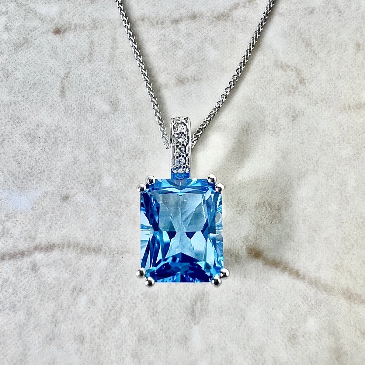 Large blue topaz pendant sale