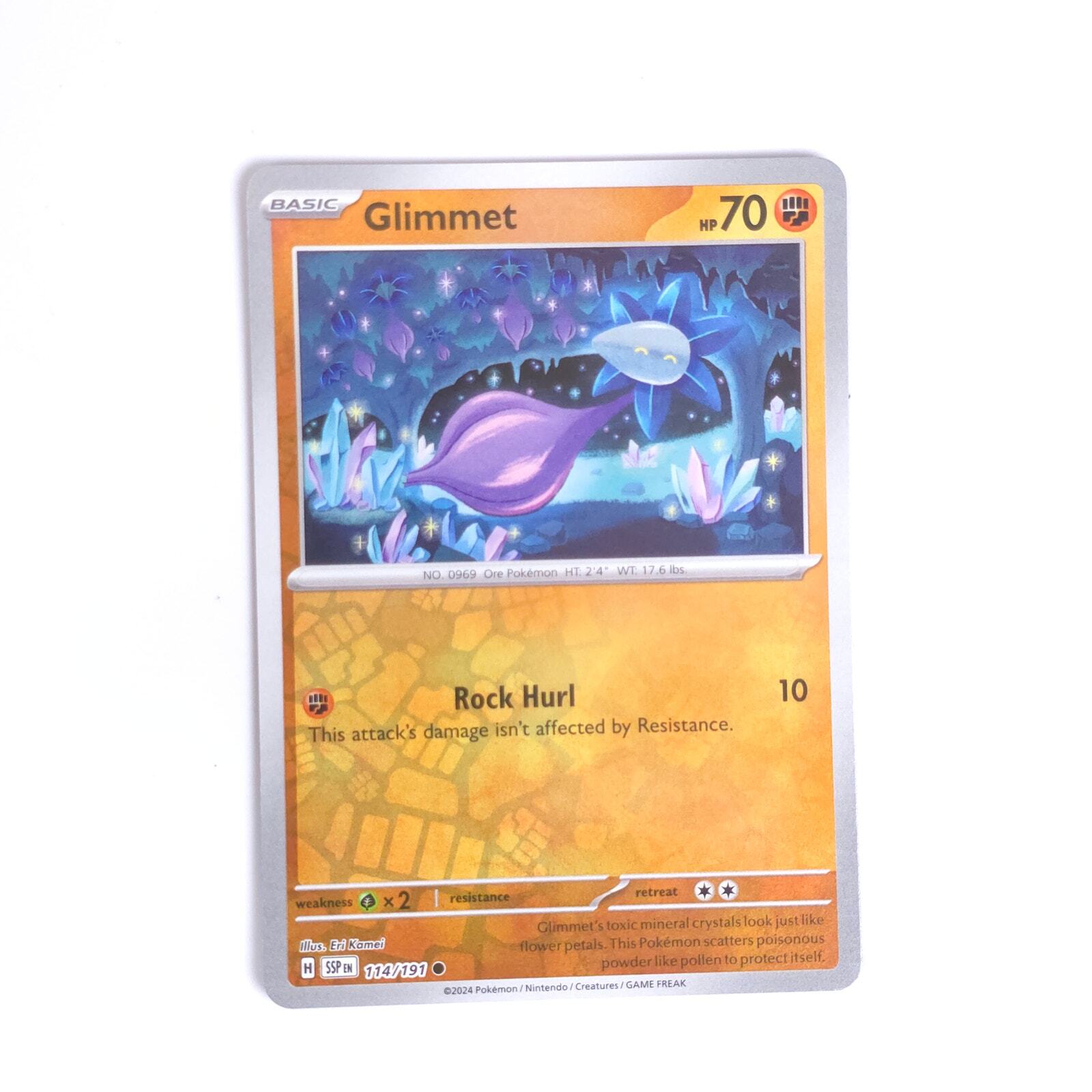 Glimmet 114/191 Pokemon SV08: Surging Sparks Common Reverse Holo NM