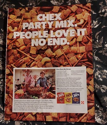 1978 print ad-Chex Party Mix Recipe-Triple Treat-Wheat, Rice and Corn Chex