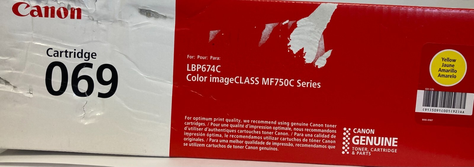 Mf750c Ink Canon Cartridge 069 LBP674C Color imageCLASS MF750C Series, Yellow ...