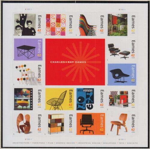 2008 Charles Eames furniture 16 designs Sc 4333 42c MNH sheet of 20 - Afbeelding 1 van 1
