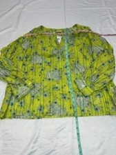 MSRP $70 Style & Co Green Metallic Floral Light Weight Blouse Size 3X