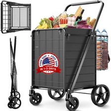 Carrito De Compras Plegable Para Comestibles Ligero Almacenamiento 360lb Capacit